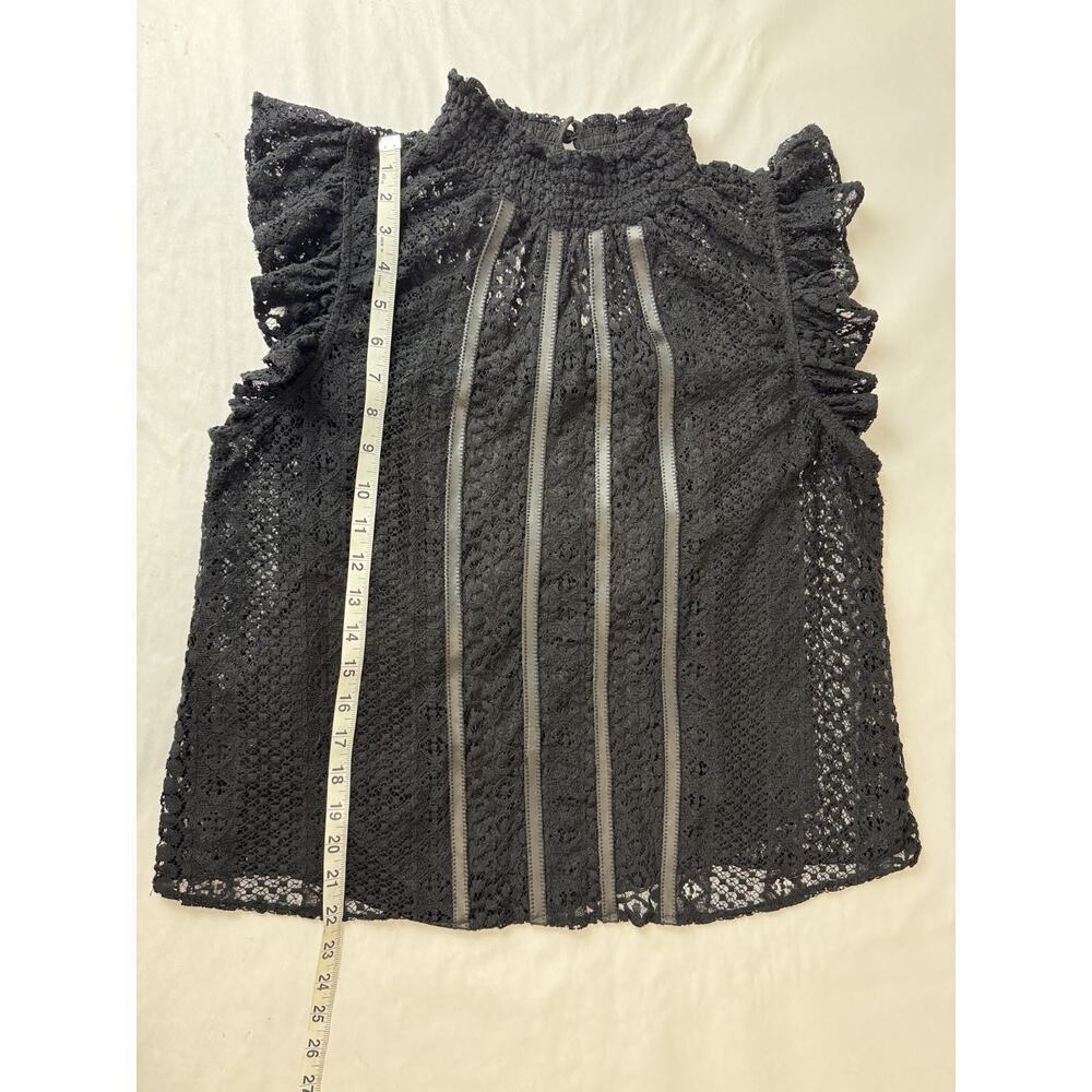 Goth Whimsigoth Witchy Lace Grunge Black Express Mock Neck Ruffle Top Medium - Picture 4 of 9